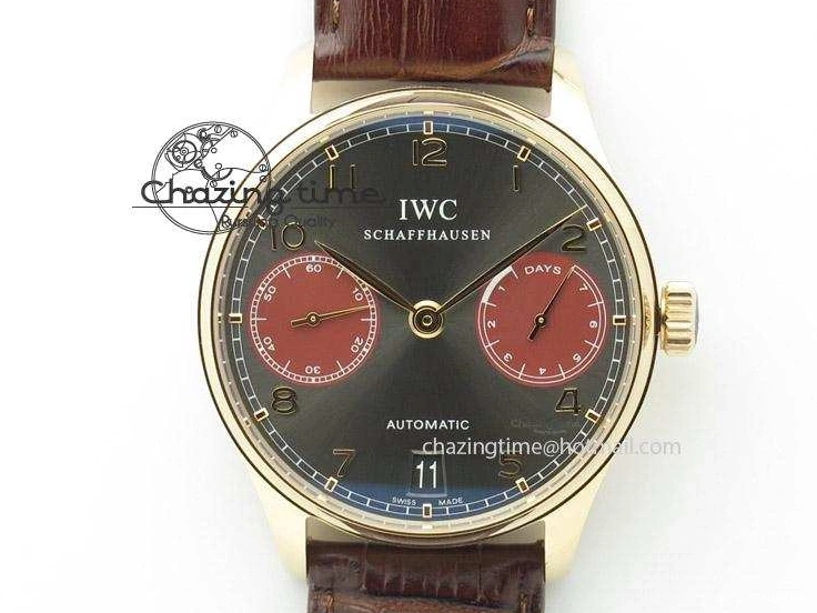 MIROTIME 0404 Portuguese Real PR IW500127 RG ZF 1:1 Best Edition Grey Red Dial On Brown Leather Strap A52010 V AllSeason 7331